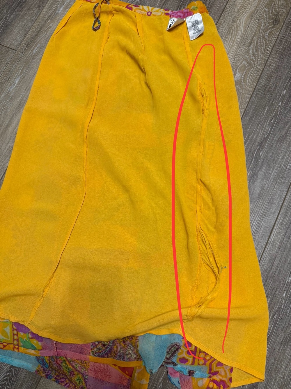Vintage Patchwork Midi Sheer Skirt in Yellow Pink Multi - Picture 9 of 9